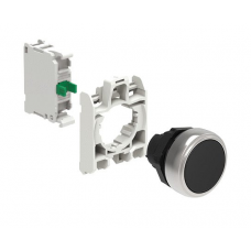 Kit buton negru cu revenire cu adaptor si contact NO
