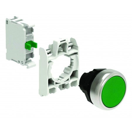 Kit buton verde cu revenire cu adaptor si contact NO