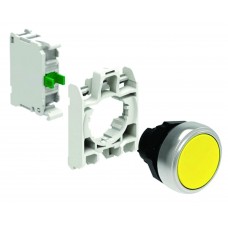 Kit buton galben cu revenire cu adaptor si contact NO