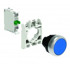 Kit buton albastru cu revenire cu adaptor si contact NO