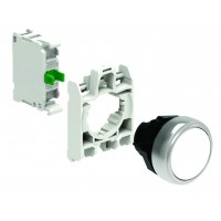 Kit buton alb cu revenire cu adaptor si contact NO Kit buton alb cu revenire cu adaptor si contact NO