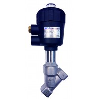 Vana unghiulara din inox SUS304 apa/aer/ulei/ actionare pneumatica